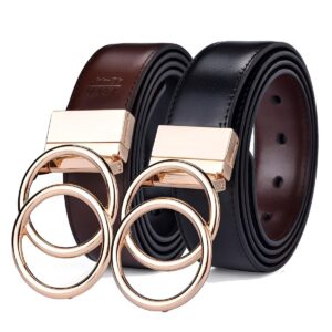 Ceinture réversible en cuir 2 en 1 pour femme