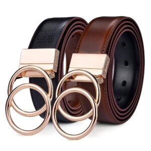Ceinture réversible en cuir 2 en 1 pour femme