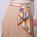 Silk sash belt with abstract pattern