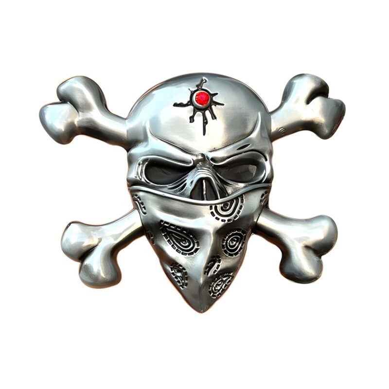 Skull Belt Buckle with Bandana