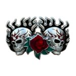 Skull Belt Buckle with Rose