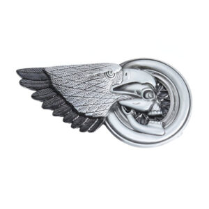 Skull on Motorcycle Wheel Belt Buckle