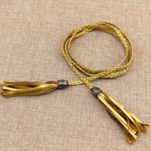 Ceinture fine à nouer modèle Tumunia - Dorée / 80-130 cm