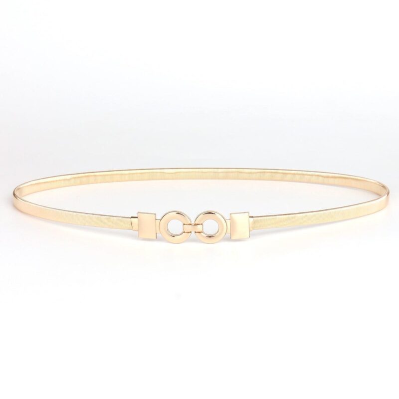Thin gold stretch metal belt for women