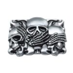 Triple Skull Heads Burton Model Belt Buckle