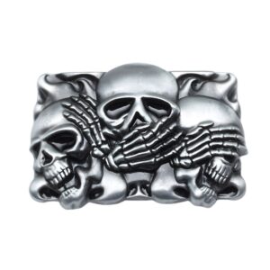 Triple Skull Heads Burton Model Belt Buckle