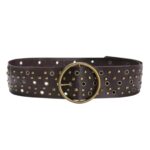 Wide Belt with Eyelets and Rivets for Women