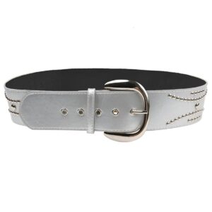 Wide Silver Belt with Rivets
