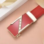 Ceinture en cuir à boucle automatique pour femme