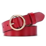 Ceinture en cuir à boucle ronde pour femme