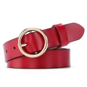 Ceinture en cuir à boucle ronde pour femme