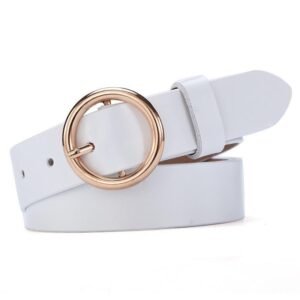 Ceinture en cuir à boucle ronde pour femme