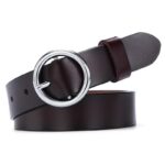 Ceinture en cuir à boucle ronde pour femme