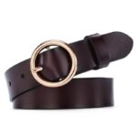 Ceinture en cuir à boucle ronde pour femme
