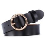 Ceinture en cuir à boucle ronde pour femme