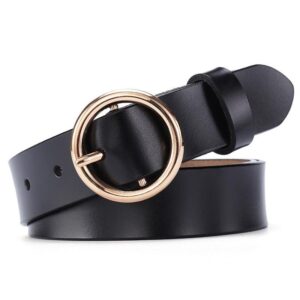 Ceinture en cuir à boucle ronde pour femme