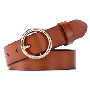 Ceinture en cuir à boucle ronde pour femme