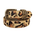 Women's Leopard Print Belt with Star Rivets