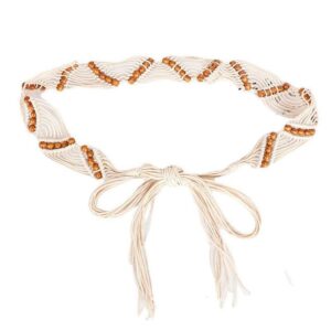 Wrap belt in waxed cotton cord with beads